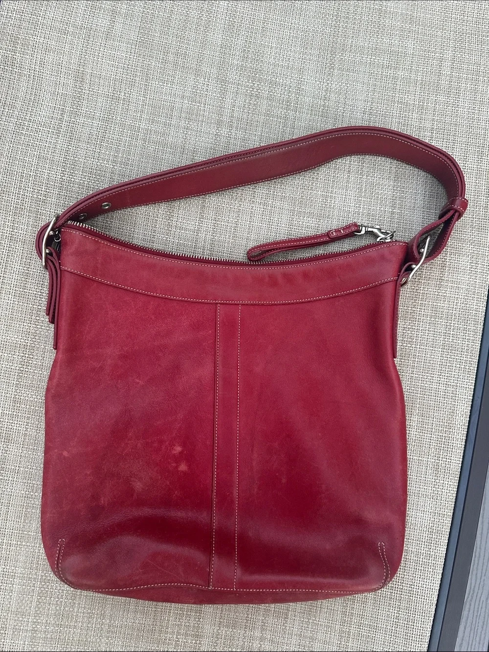 Coach Red Leather Hobo Bag